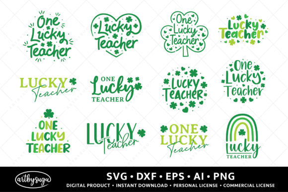 One Lucky Teacher SVG St Patricks Day Graphics for Crafts